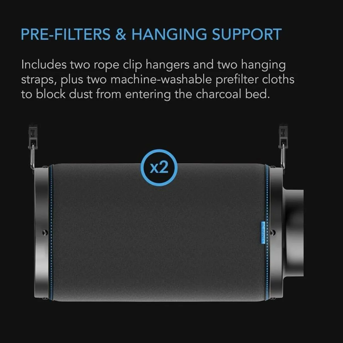 AC Infinity Air Carbon Filter 200mm, with Premium Australian Virgin Charcoal, for Inline Duct Fan, 8-inch, 2 Packs - Image 2