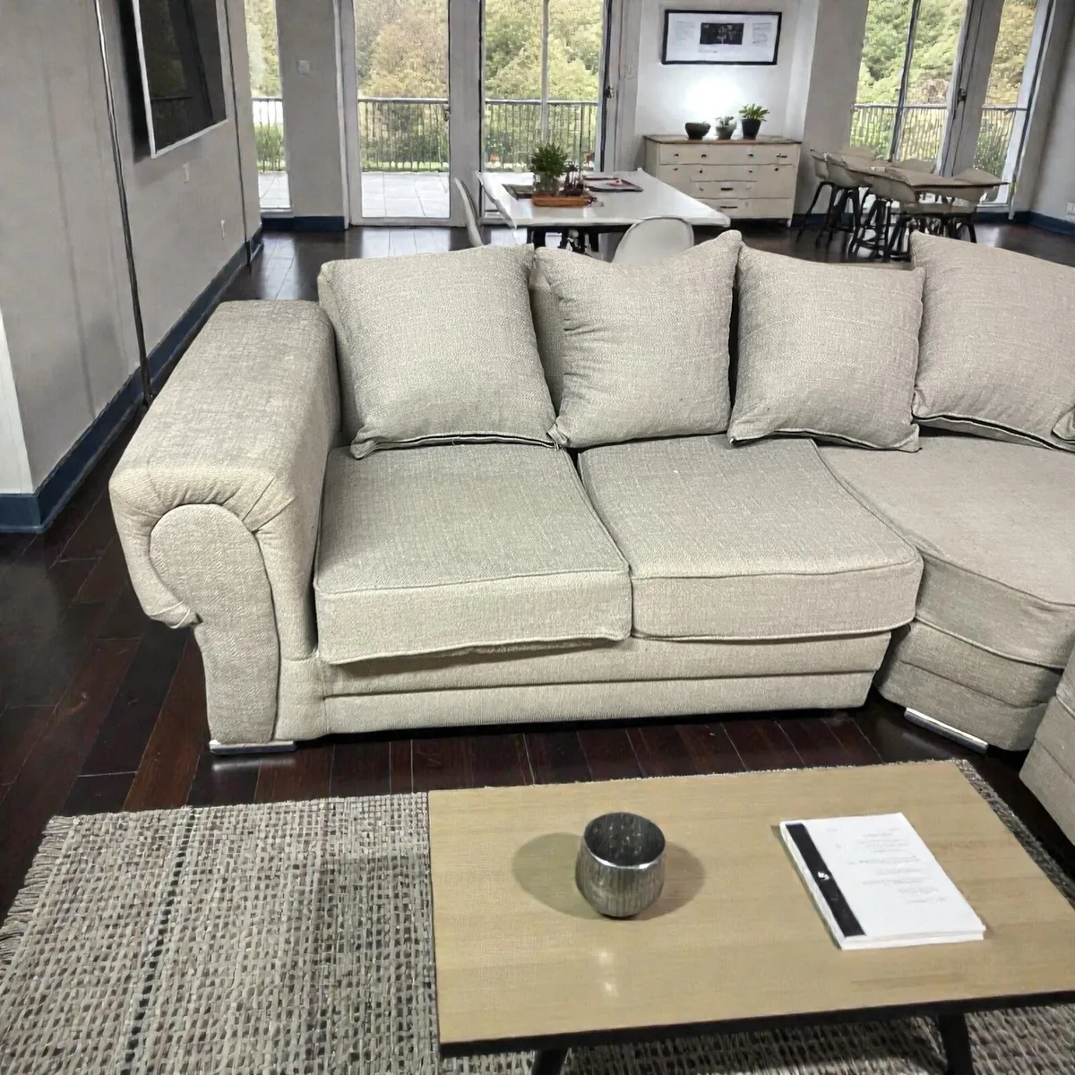 Large grey corner sofa set L couch furniture - Image 2