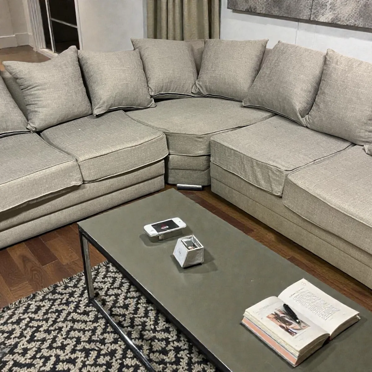 Large grey corner sofa set L couch furniture - Image 4