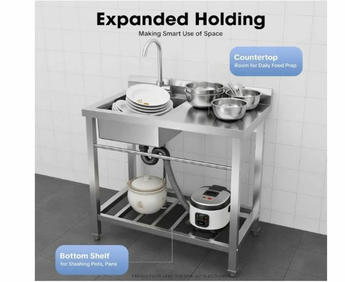 Sink with Tap and Cabinet, 80 x 55 x 84 cm - Image 2