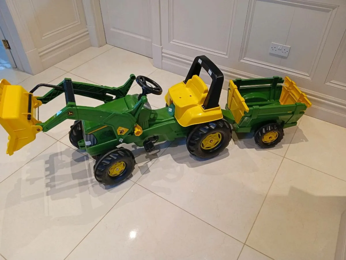 Kids Rolly John Deere Tractor & Trailer - Image 1
