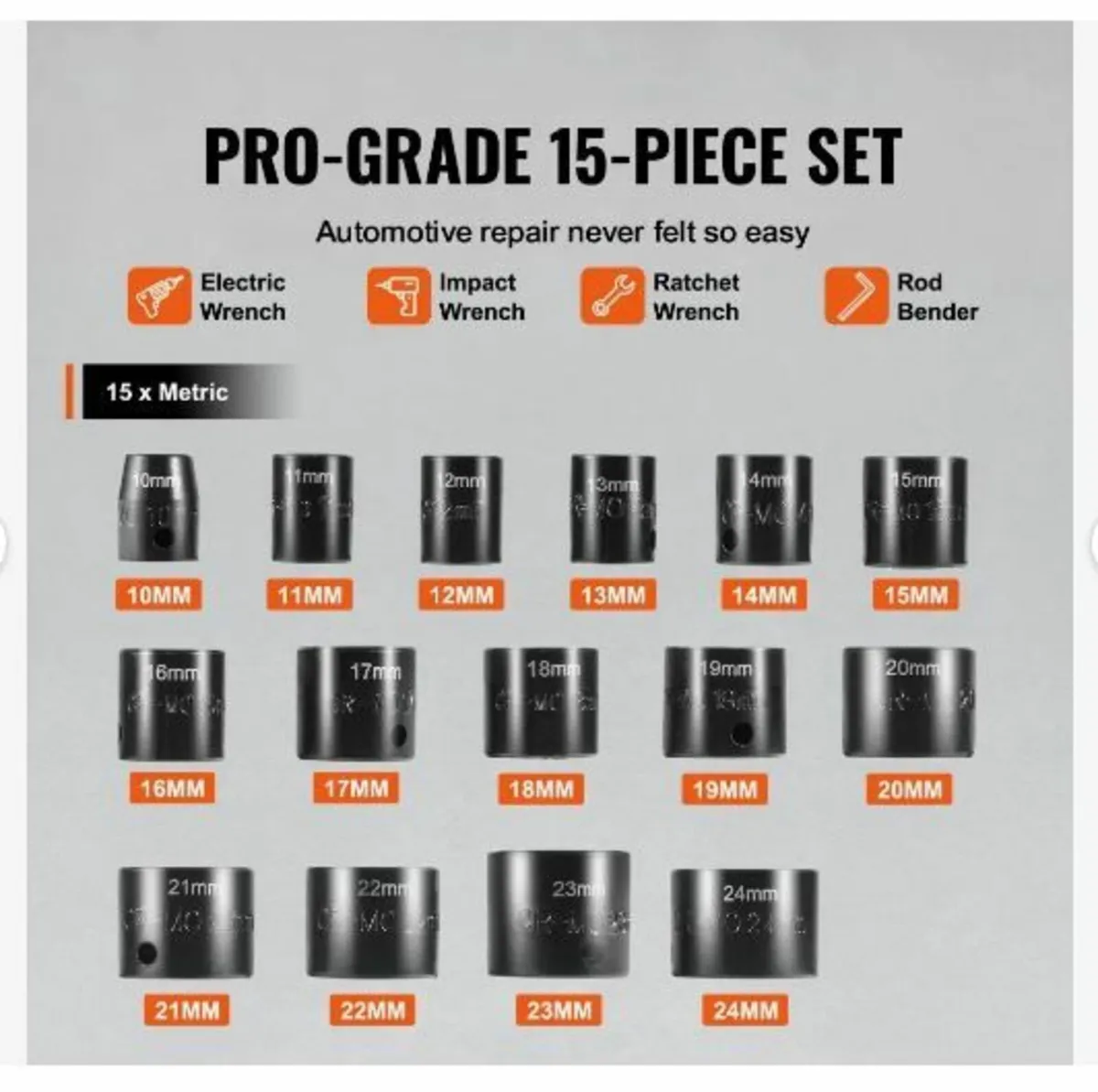 3/8" Drive Impact Socket Set, 15 Piece - Image 4