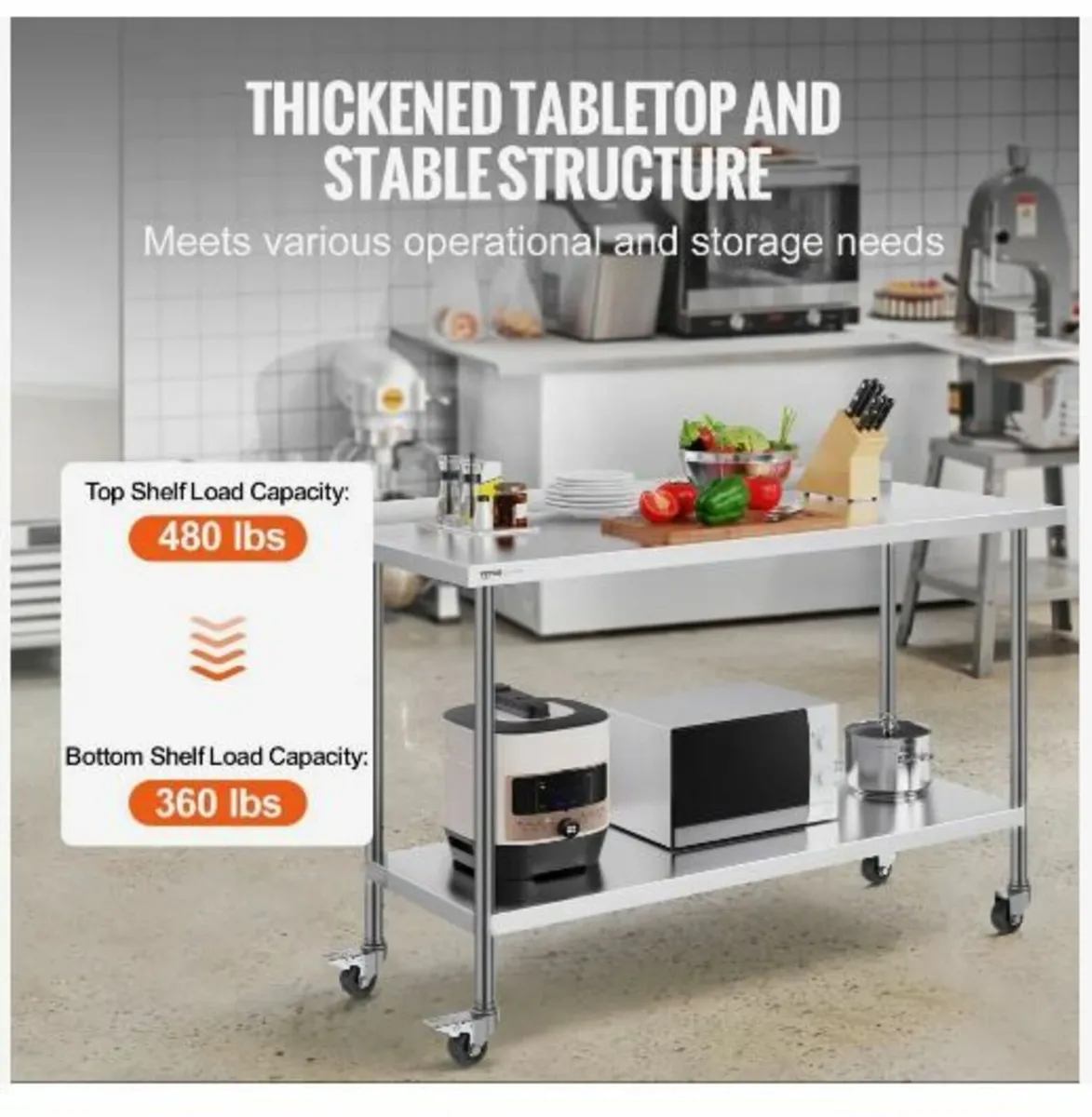 24 x 60 x 40 Inch Stainless Steel Work Table - Image 2