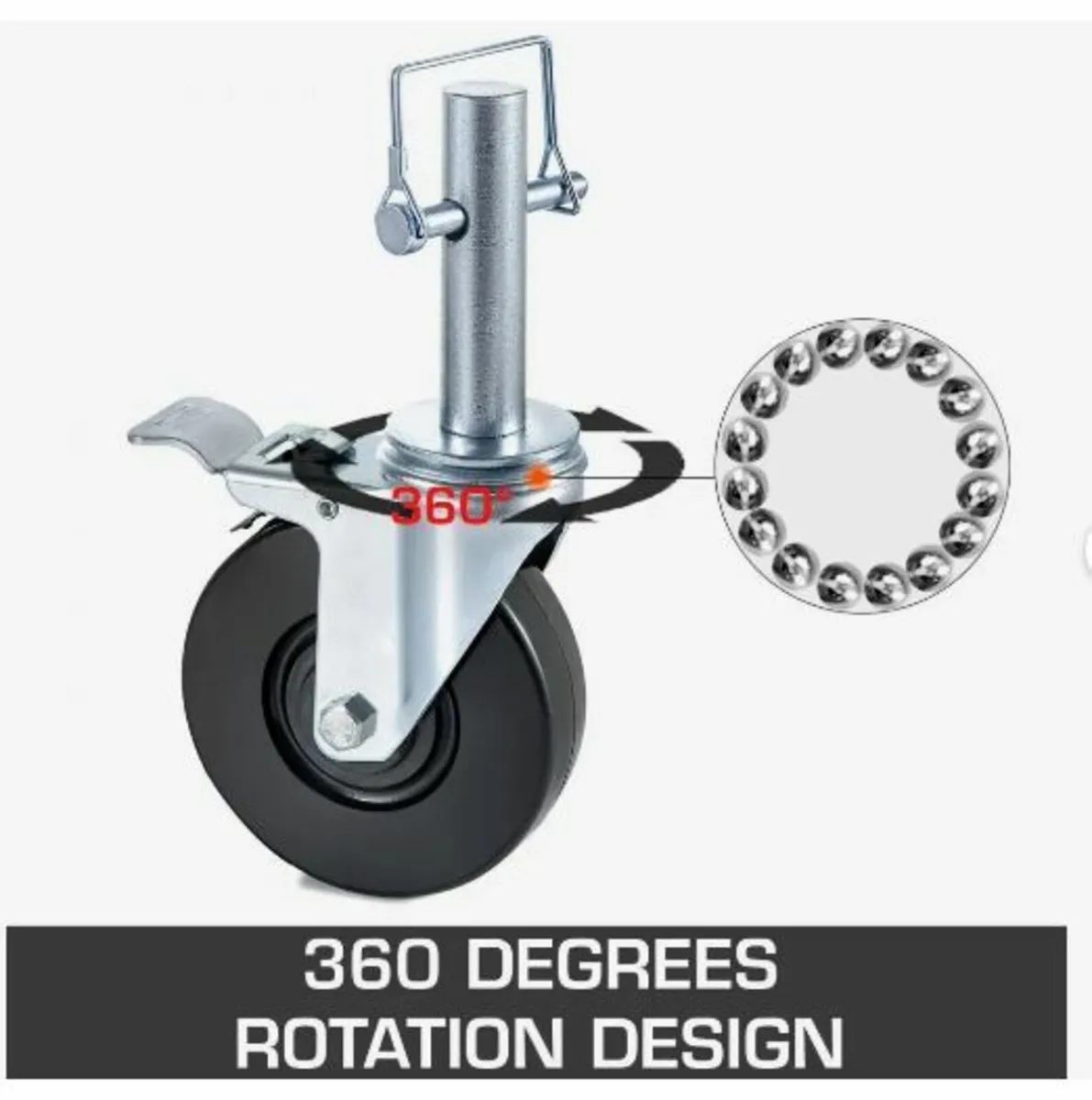 4 Pack 5" Scaffolding Rubber Swivel Caster - Image 4