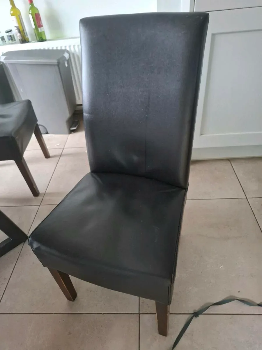 Leather Kitchen Chairs x 8  Metal bar stools x 2 - Image 1