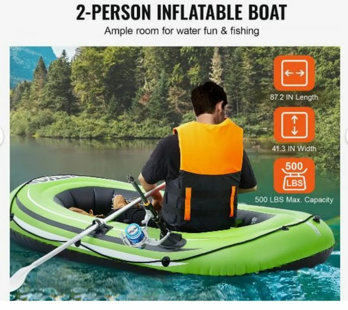 Inflatable Boat, 2-Person Inflatable Fishing Boat - Image 2