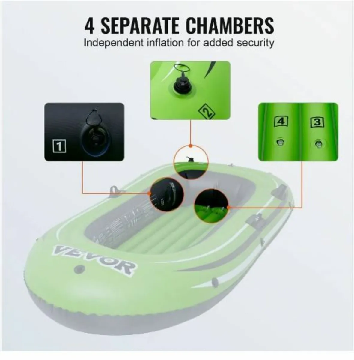 Inflatable Boat, 2-Person Inflatable Fishing Boat - Image 3