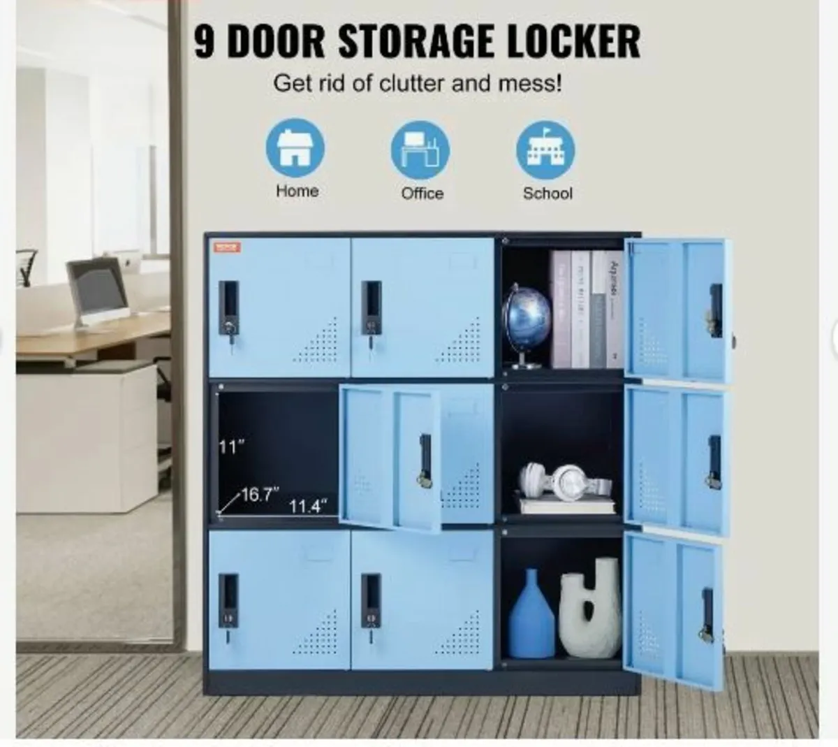 Metal Locker for Employees, 9 Doors Storage - Image 3