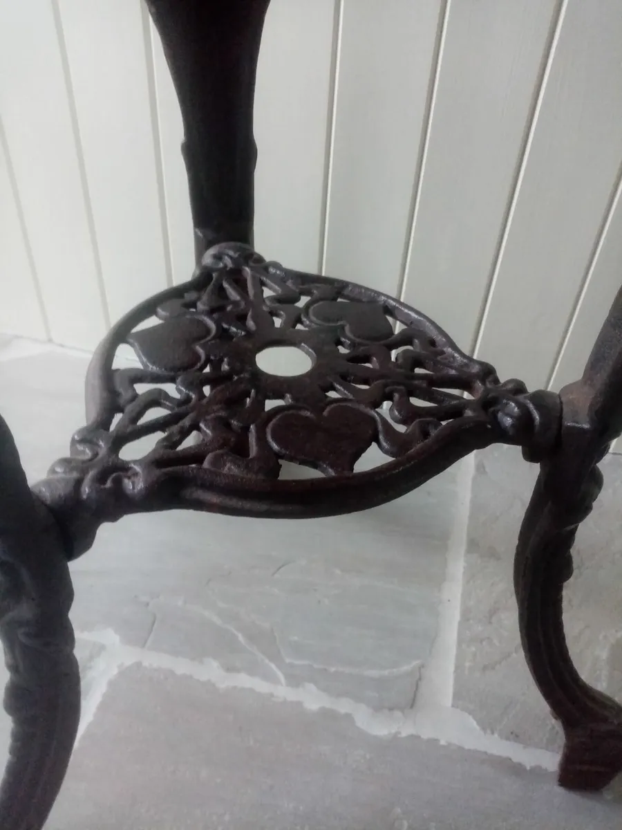 ANTIQUE PUB CAST BASE  SIDE TABLE PINE TOP - Image 4