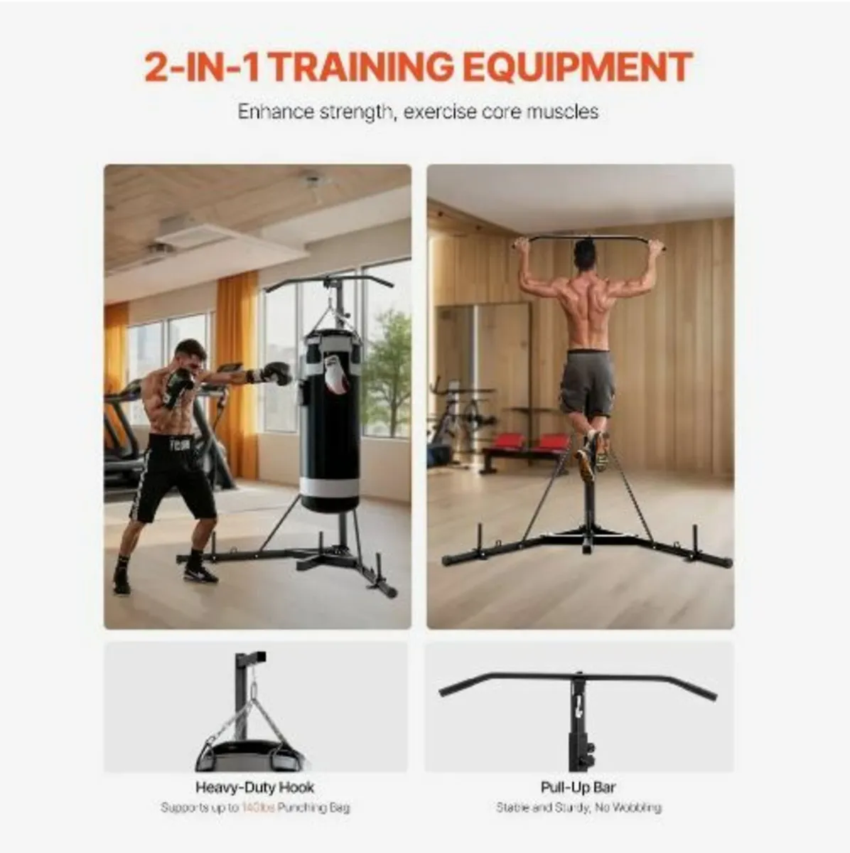 2 in 1 Punching Bag Stand, Steel Heavy Duty - Image 3