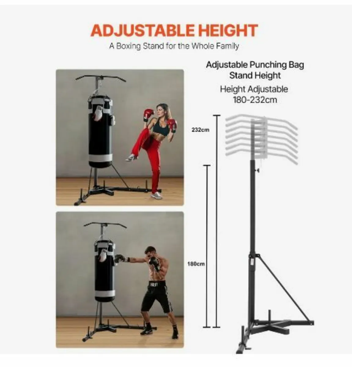 2 in 1 Punching Bag Stand, Steel Heavy Duty - Image 4