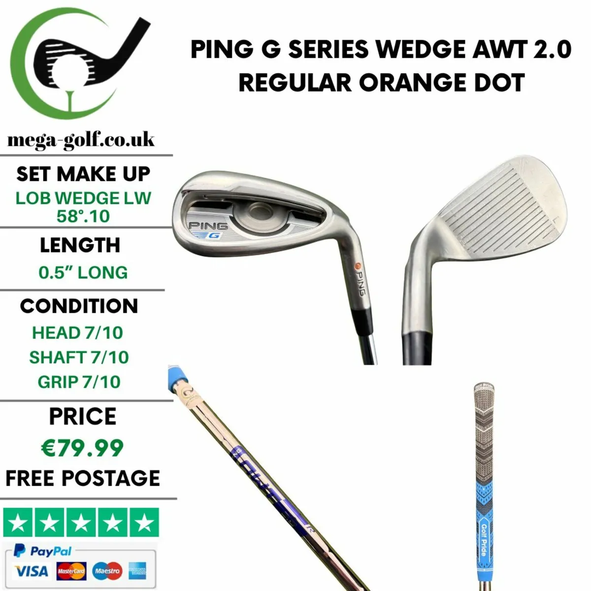 Ping G Series Wedge Lw 58°.10 / AWT 2.0 Regular - Image 1