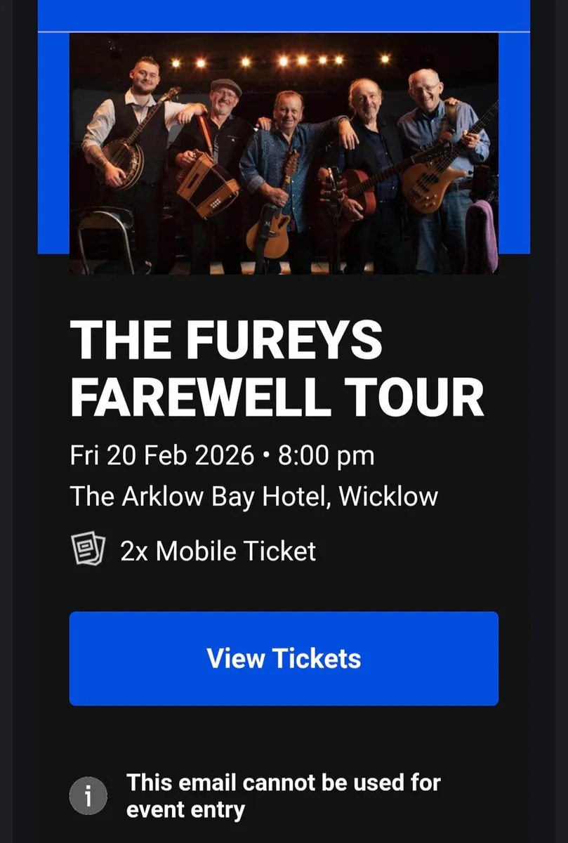 Fureys Final Farewell - Arklow Bay Hotel Tickets - Image 1