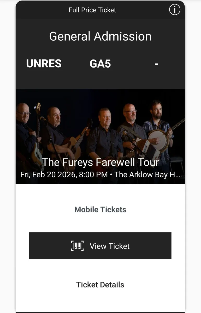 Fureys Final Farewell - Arklow Bay Hotel Tickets - Image 3