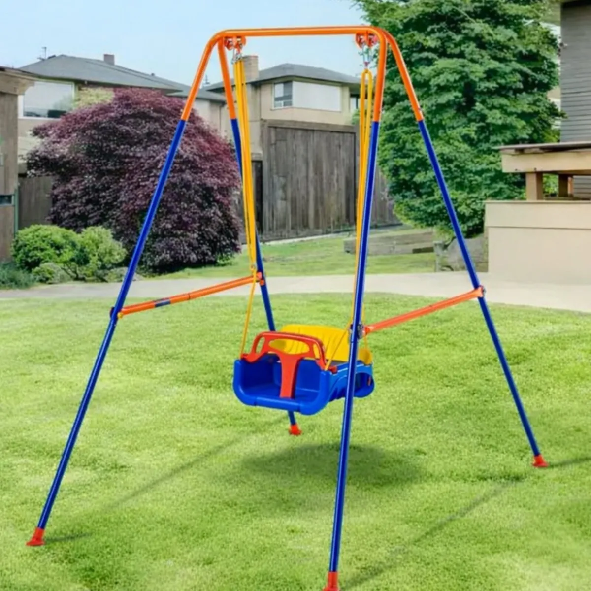 Foldable Toddler Swing Set  -Metal Frame