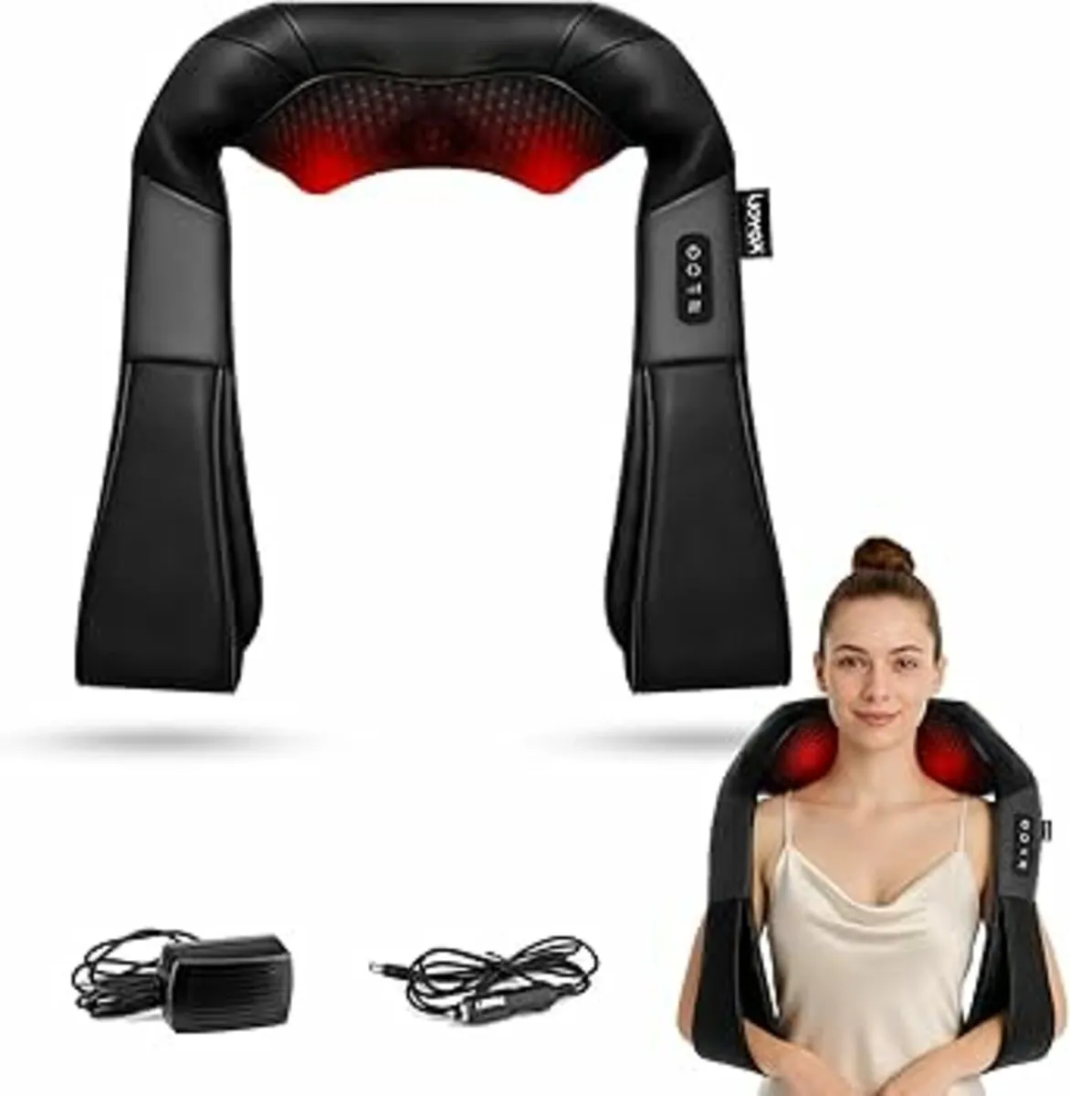 Back neck massager with heating pads