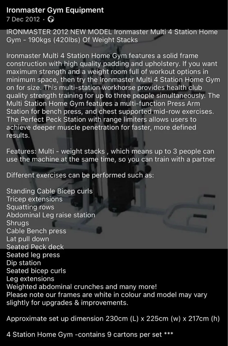 IronMaster 190kg stack 4 station multi gym - Image 3
