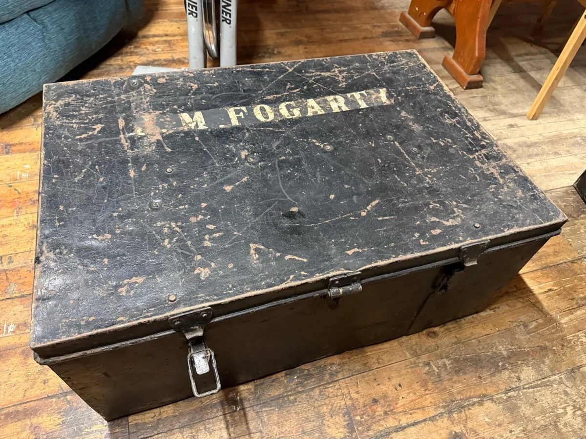 A large pair metal vintage travel cases - Image 1