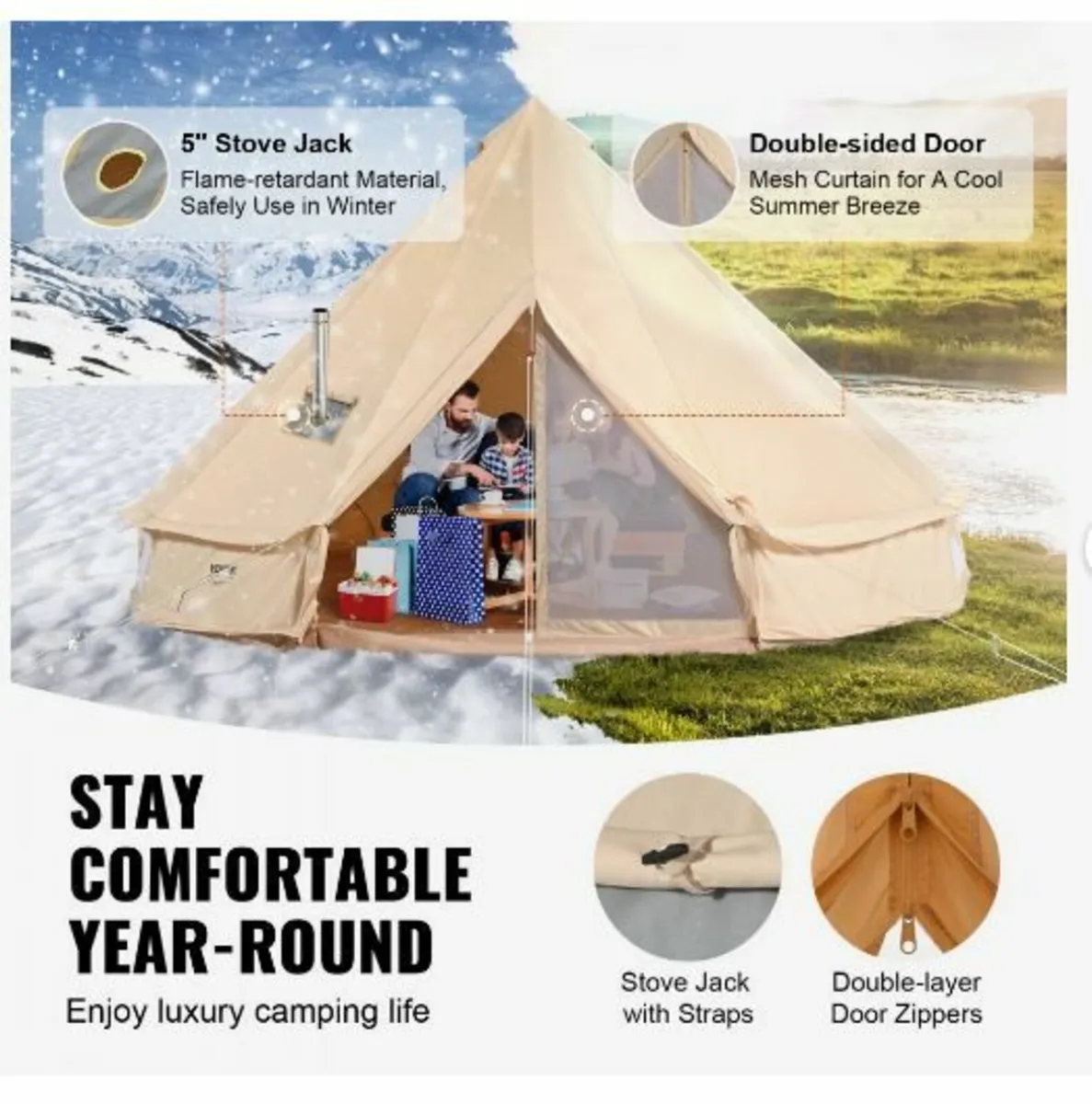 Canvas Bell Tent, 4 Seasons 5 m/16.4 ft - Image 3