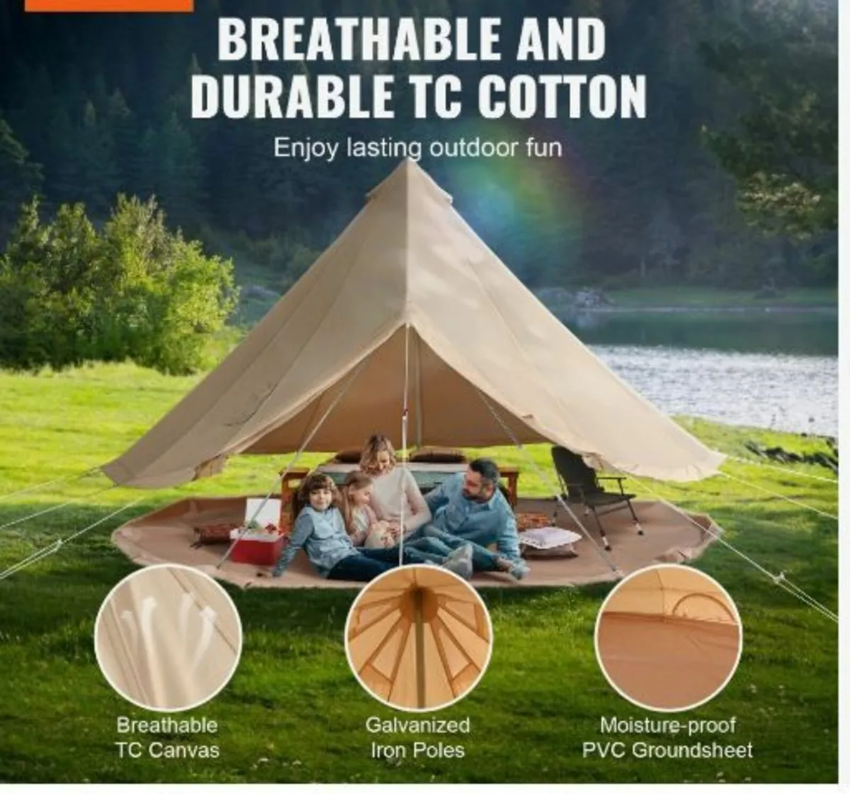 Canvas Bell Tent, 4 Seasons 6 m/19.68 ft - Image 2