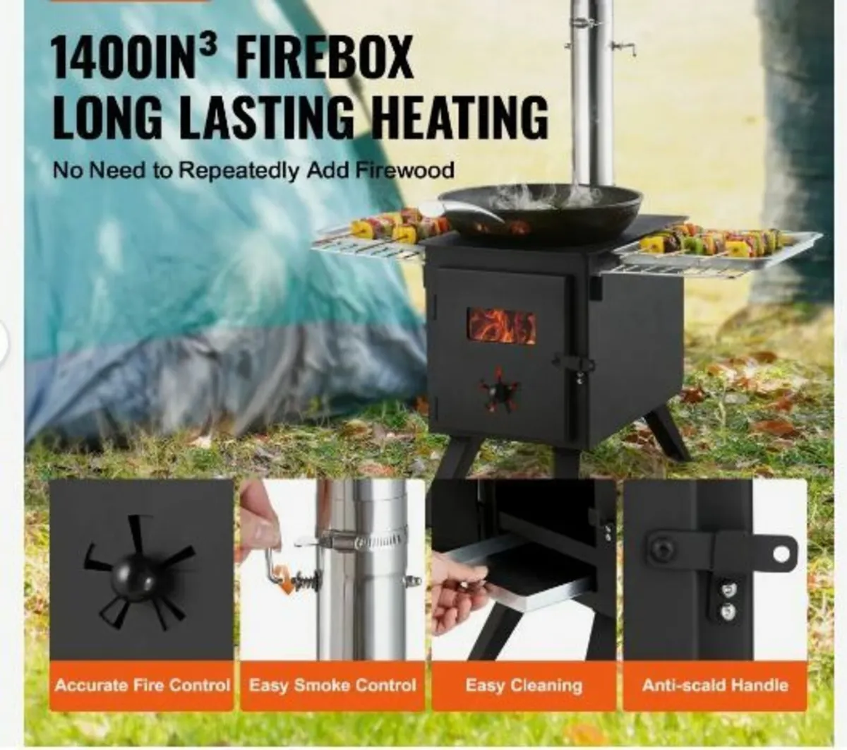 Wood Stove, 218.4 cm, Alloy Steel - Image 2