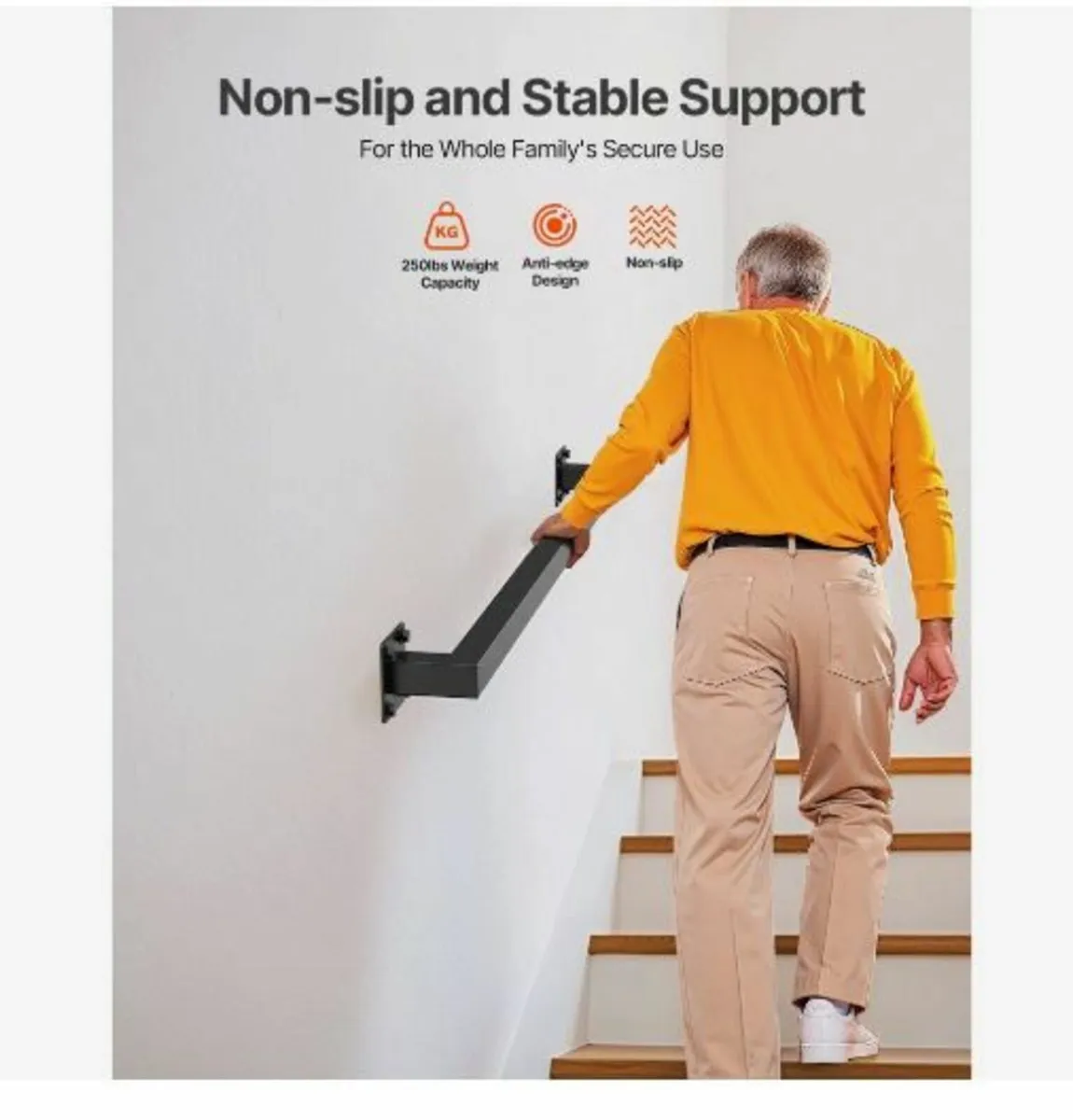 Wall Mounted Stair Handrail, 1215mm - Image 3