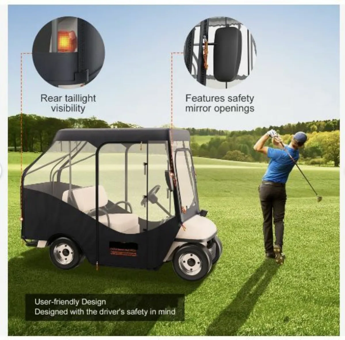 Golf Cart Enclosure, 420D Polyester Driving Enclo - Image 4