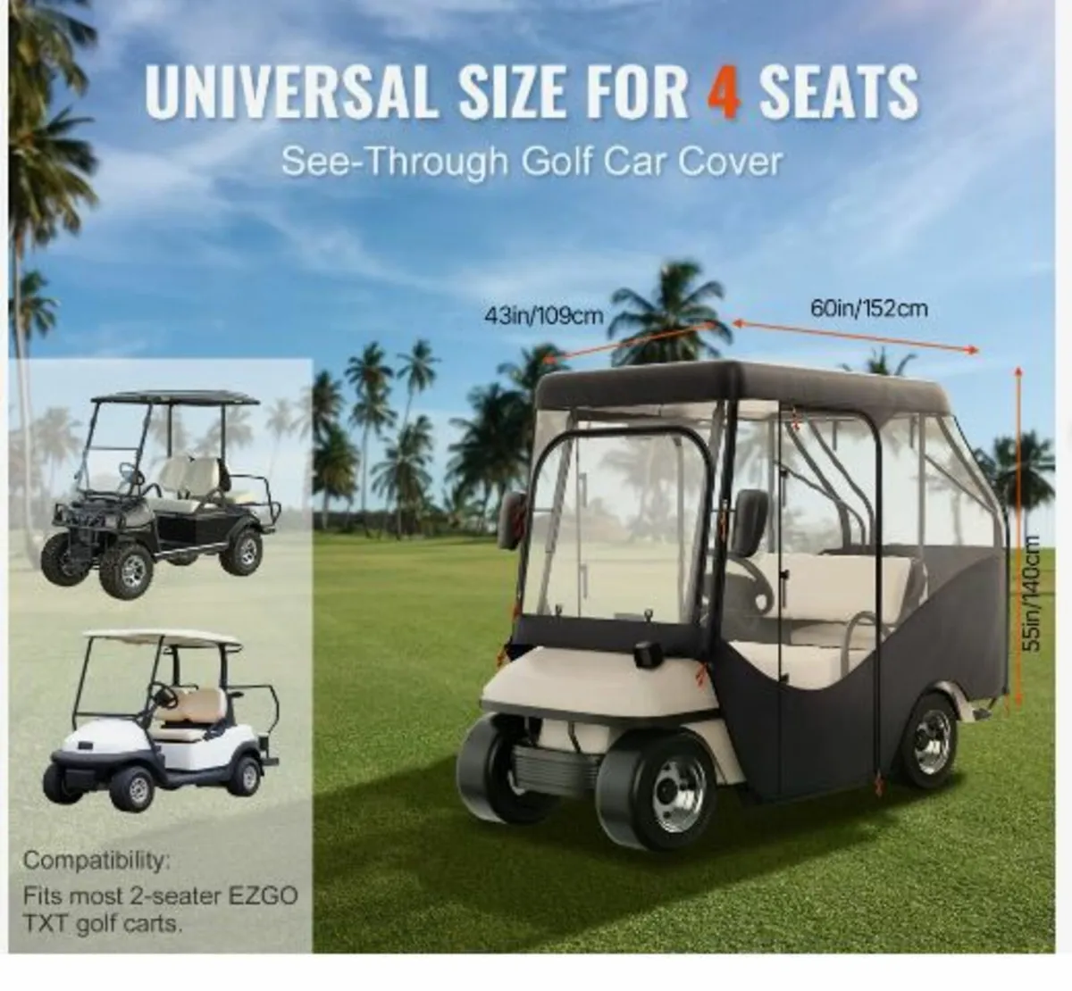 Golf Cart Enclosure, 420D Polyester Driving Enclo - Image 2