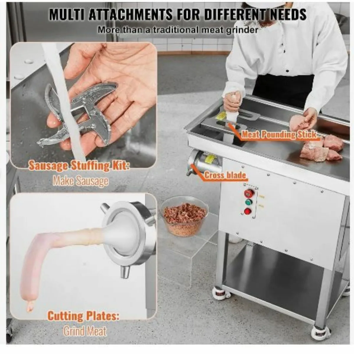 Meat Grinder, 22 Lbs/Min Capacity Electric - Image 4