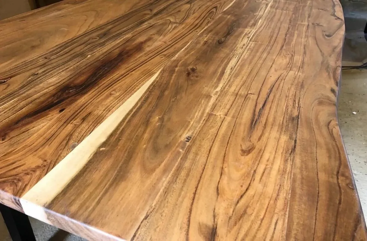 Solid Acacia Wood Dining Table 160 - Rustic - Image 4