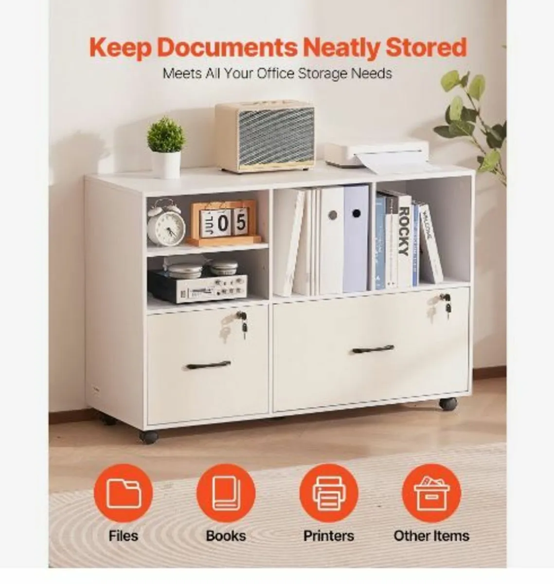 2 Drawer Wooden File Cabinet - Image 3