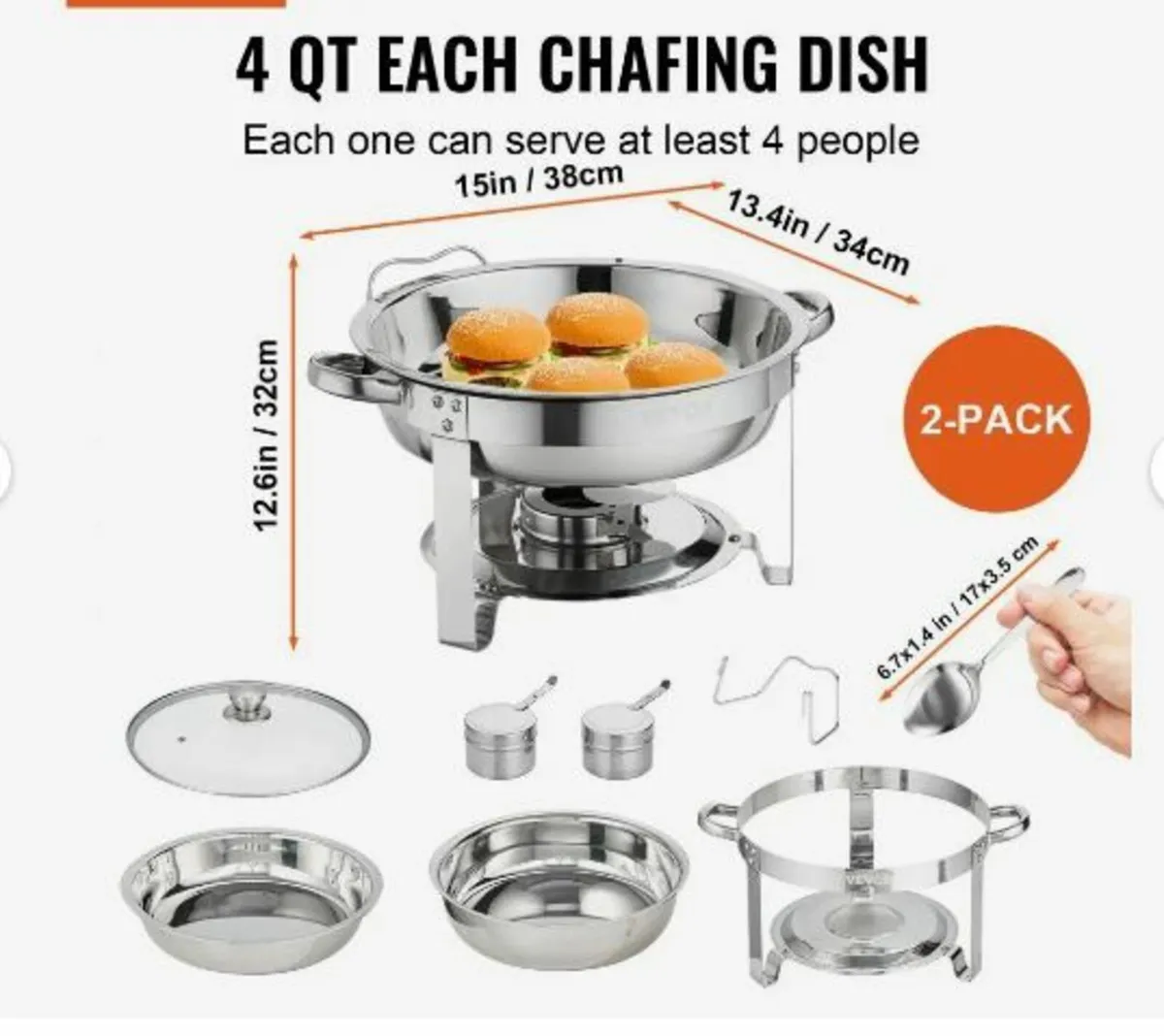 2-Pack Round Chafing Dish Set - Image 2