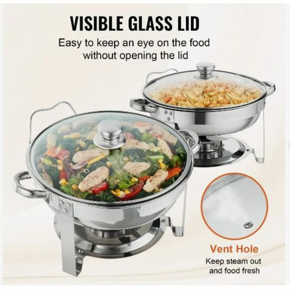 2-Pack Round Chafing Dish Set - Image 4