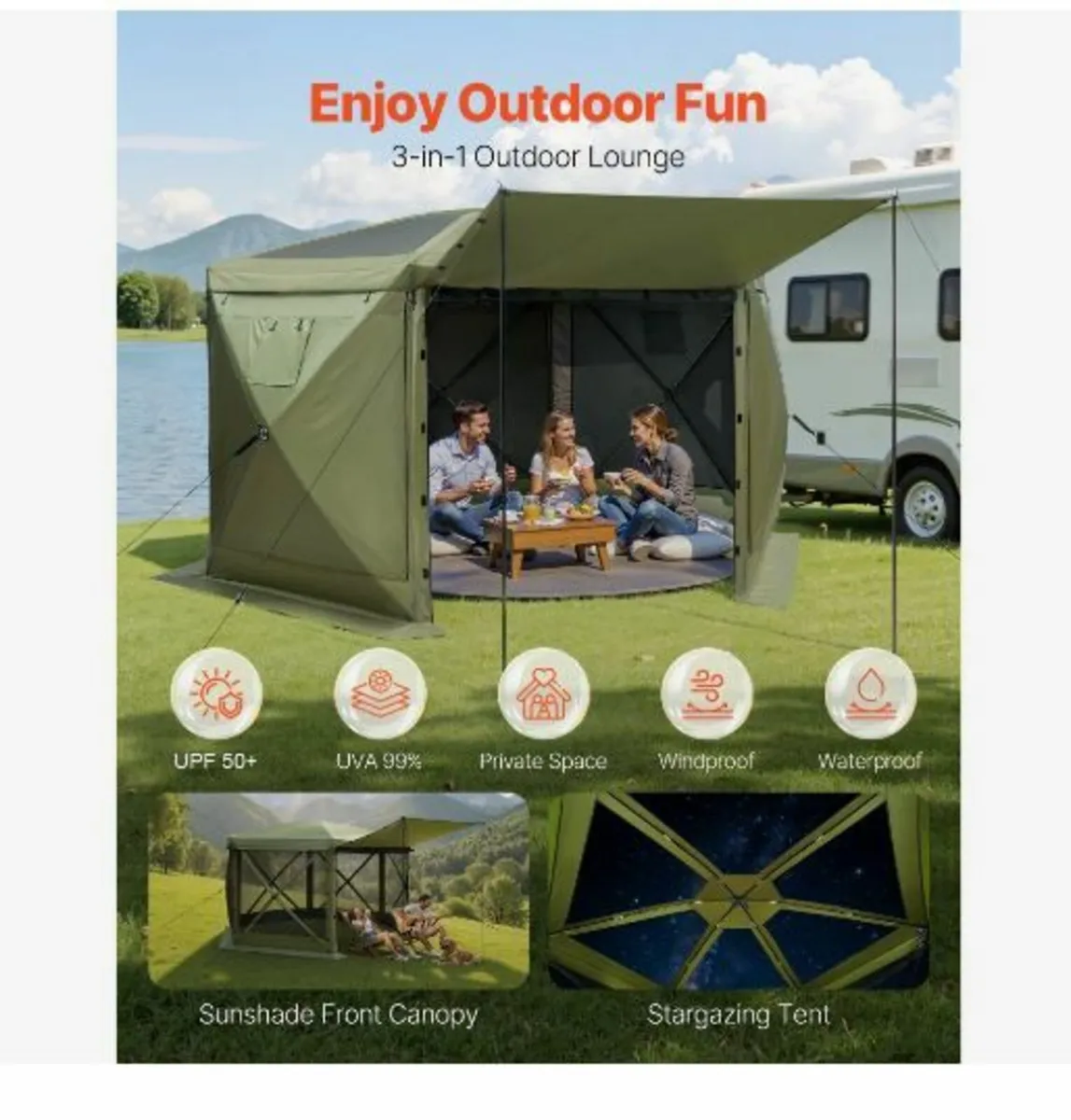 Pop up Gazebo Screen Tent, 3.6 x 3.6 m - Image 4