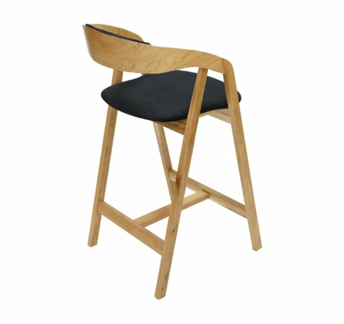 Nordic Oak Bar Stool with Backrest - Image 4