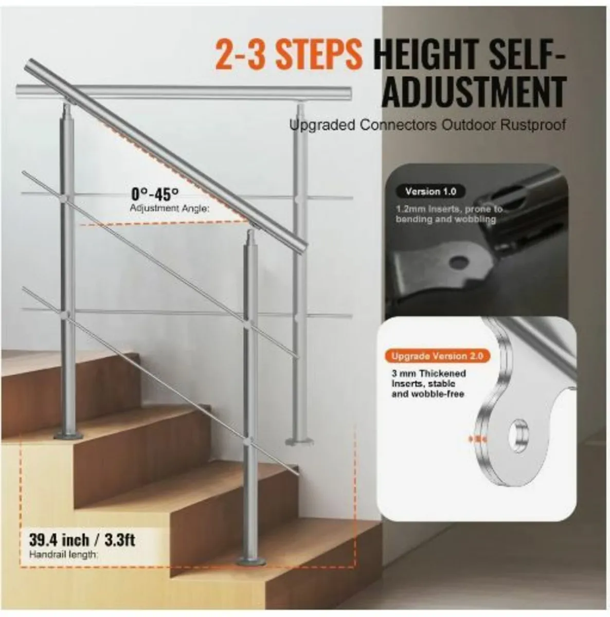 100.1 cm Handrails for Outdoor Steps - Image 3