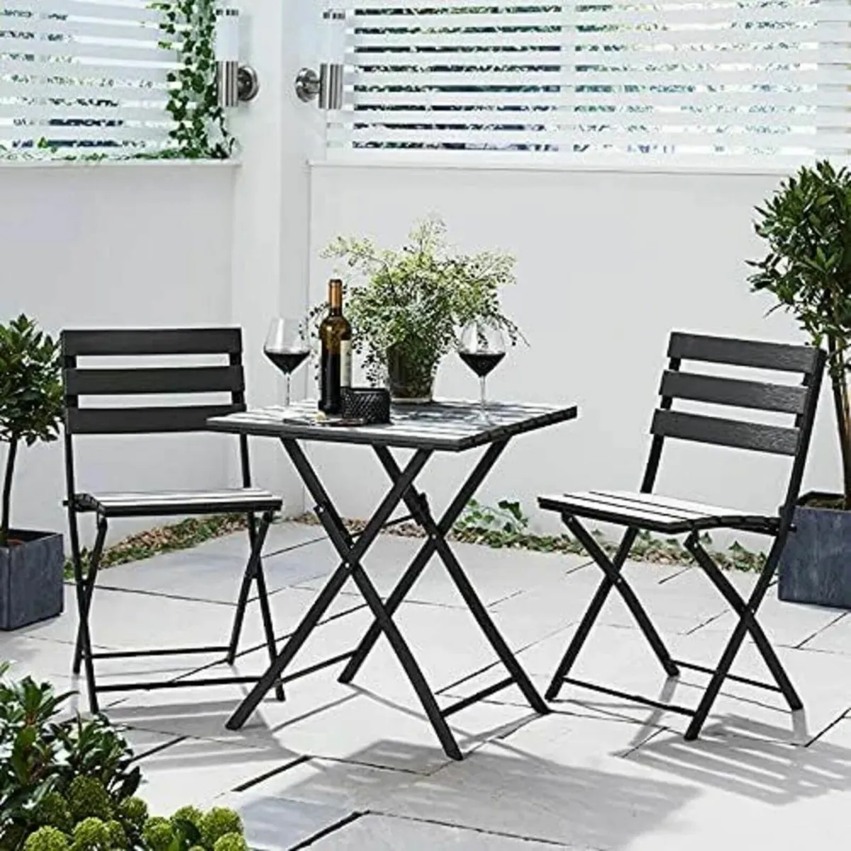 Modern Outdoor Patio Bistro Set Folding Chairs - Image 1