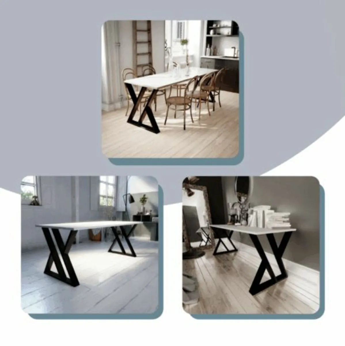 Modern Steel Table Legs Loft  Design 70×72 - Image 3