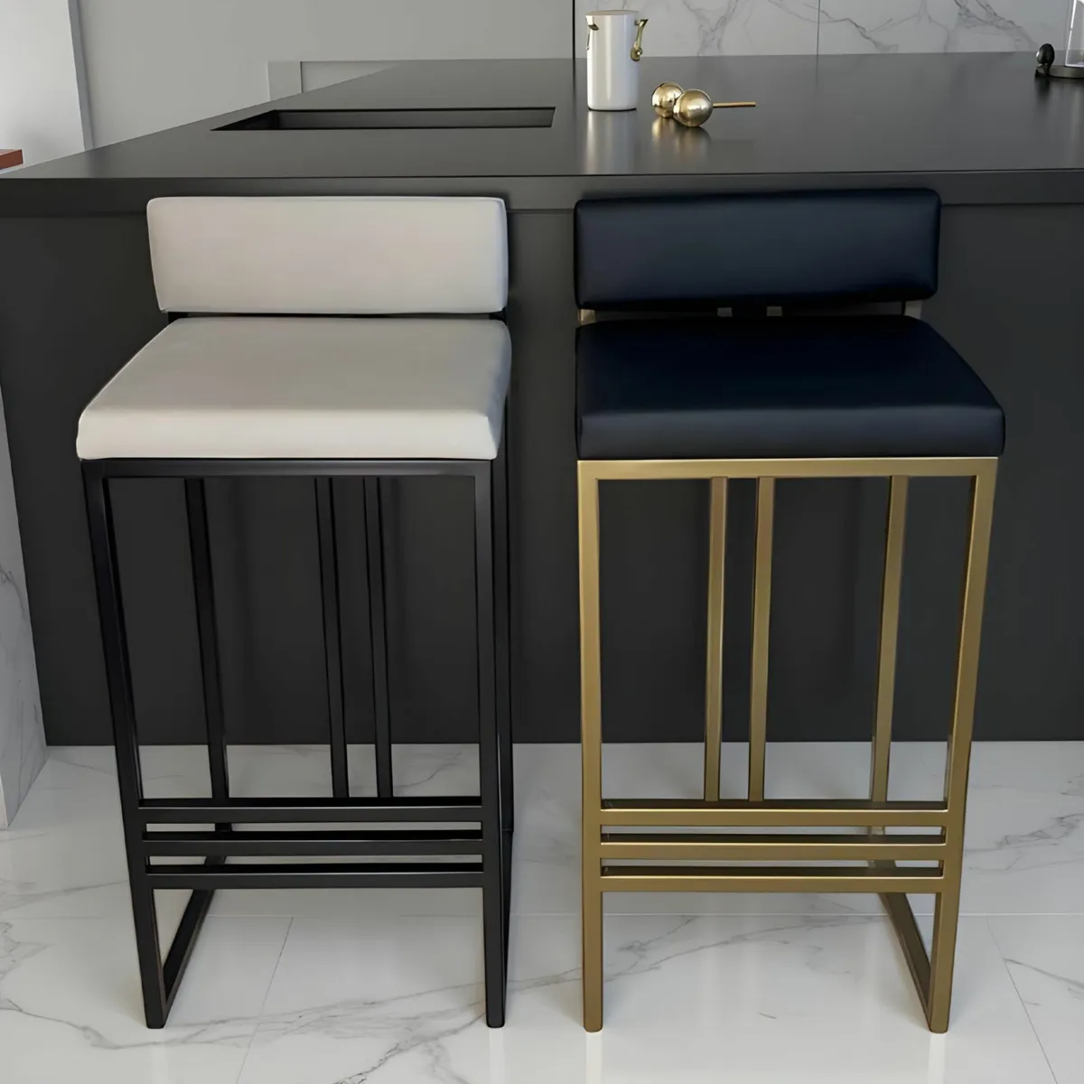 Metal Bar Stool with Plush Padded Cushion - Image 3