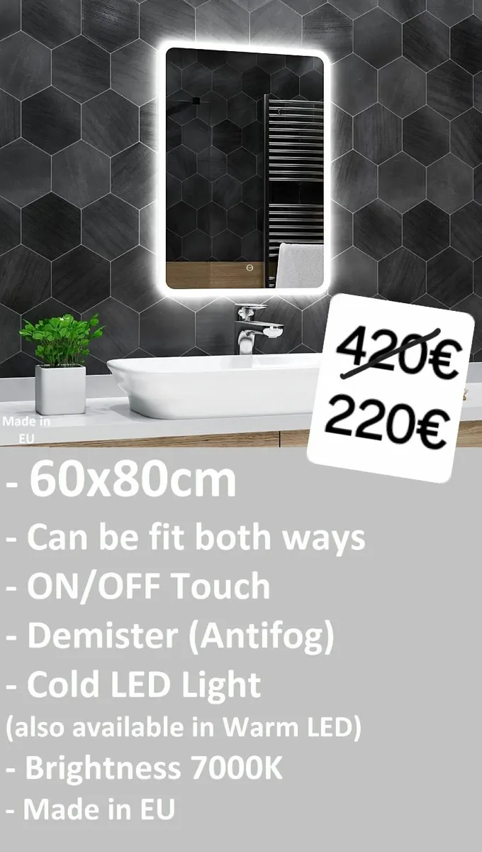 LED Bathroom Mirror Fog Free Touch Switch - Image 4