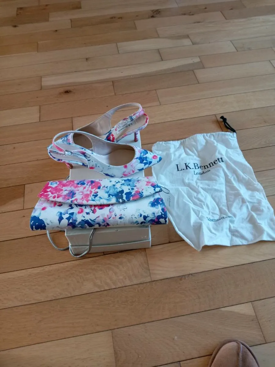 LK Bennett sling back Sandals and matching clutch - Image 1