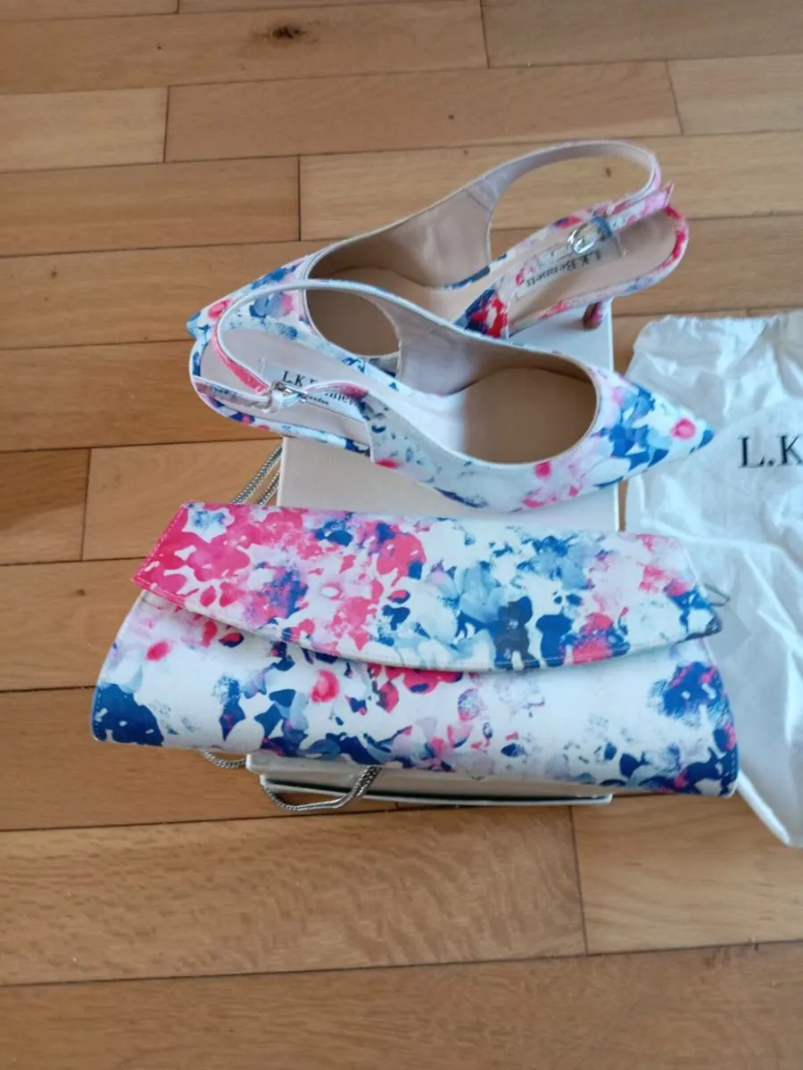 LK Bennett sling back Sandals and matching clutch - Image 2