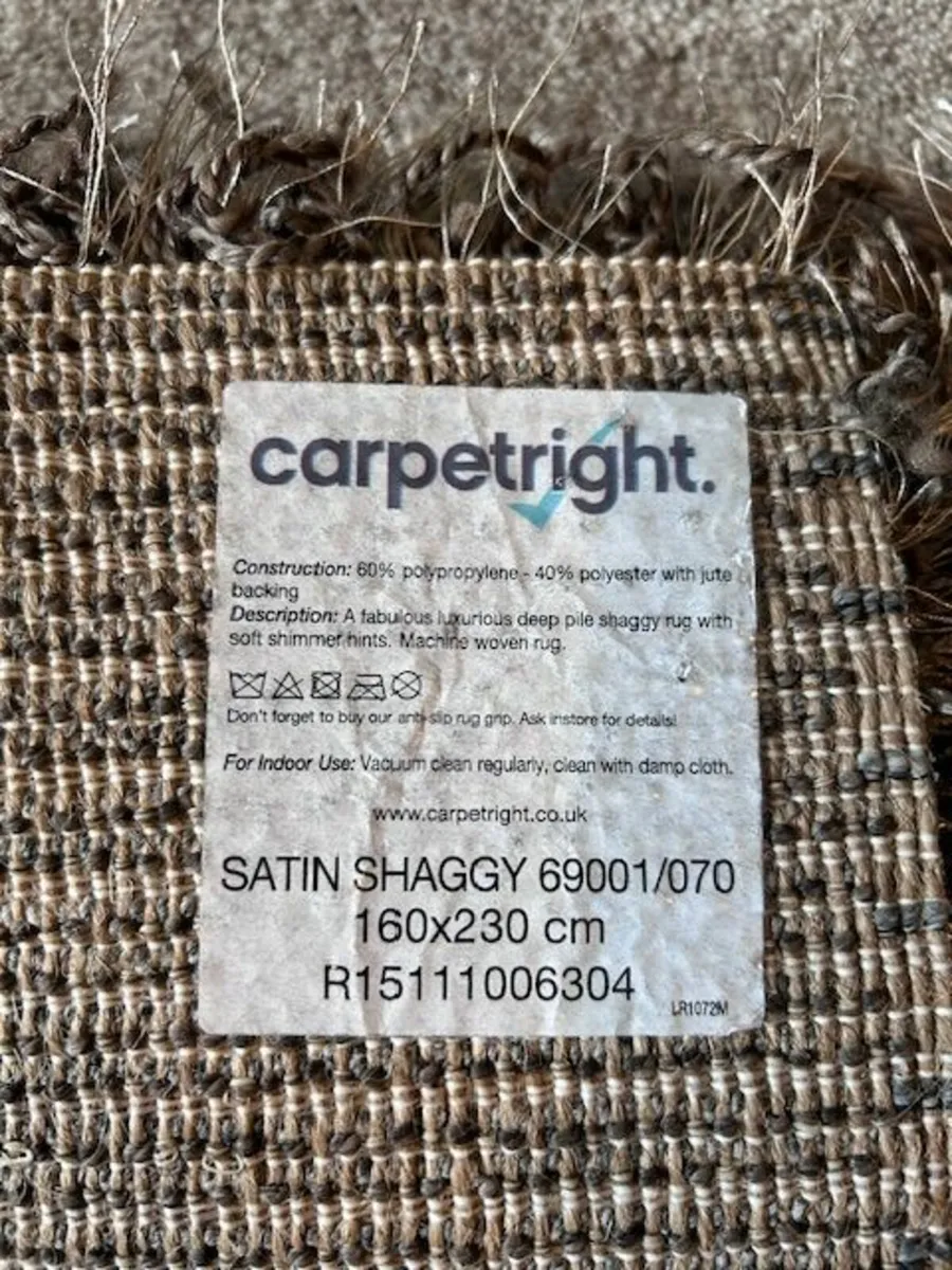 Large Shaggy Rug - Brown - 160cm x 230cm - Image 2