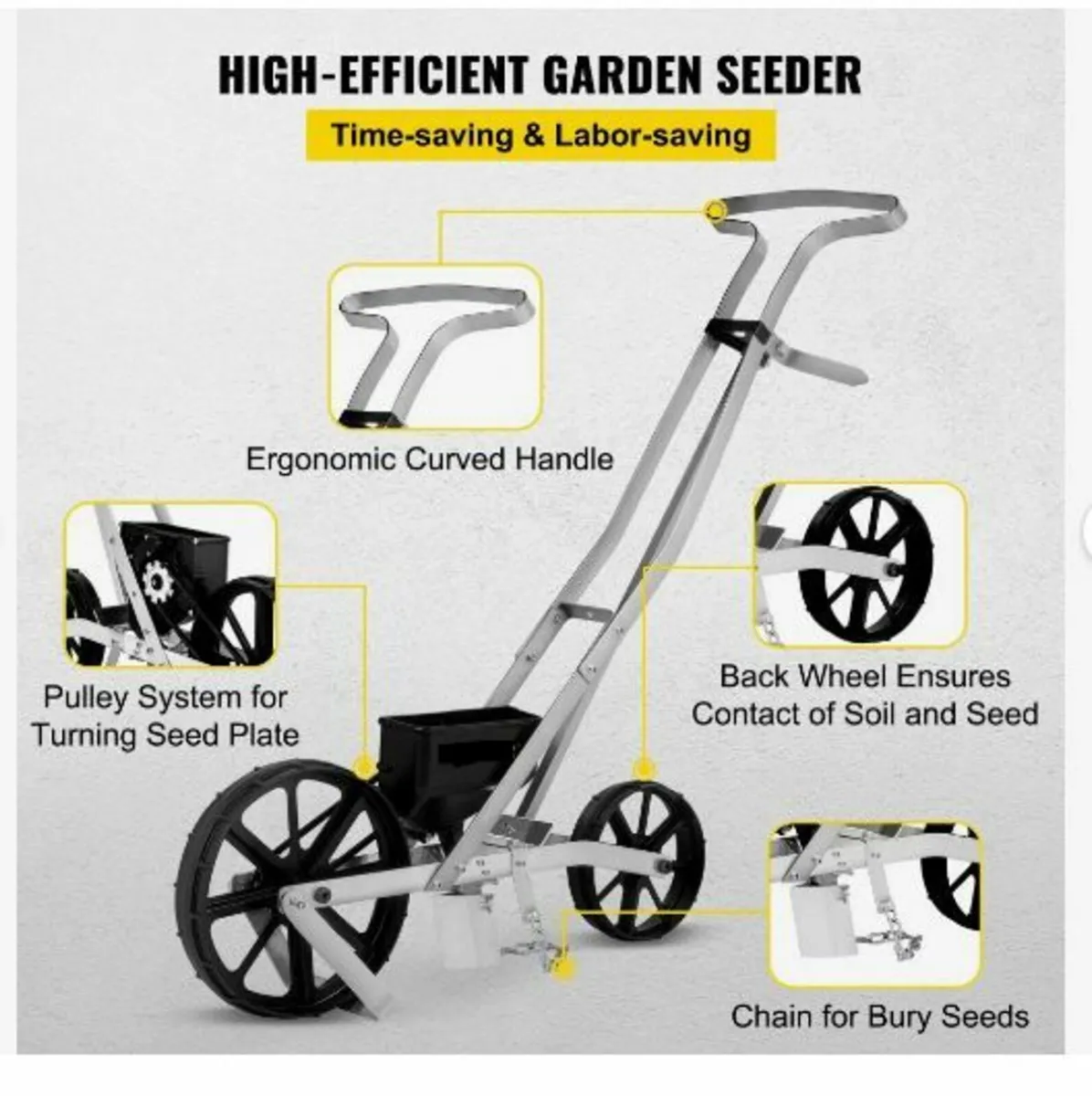 Garden Seeder, Metal Precision Garden Push - Image 2