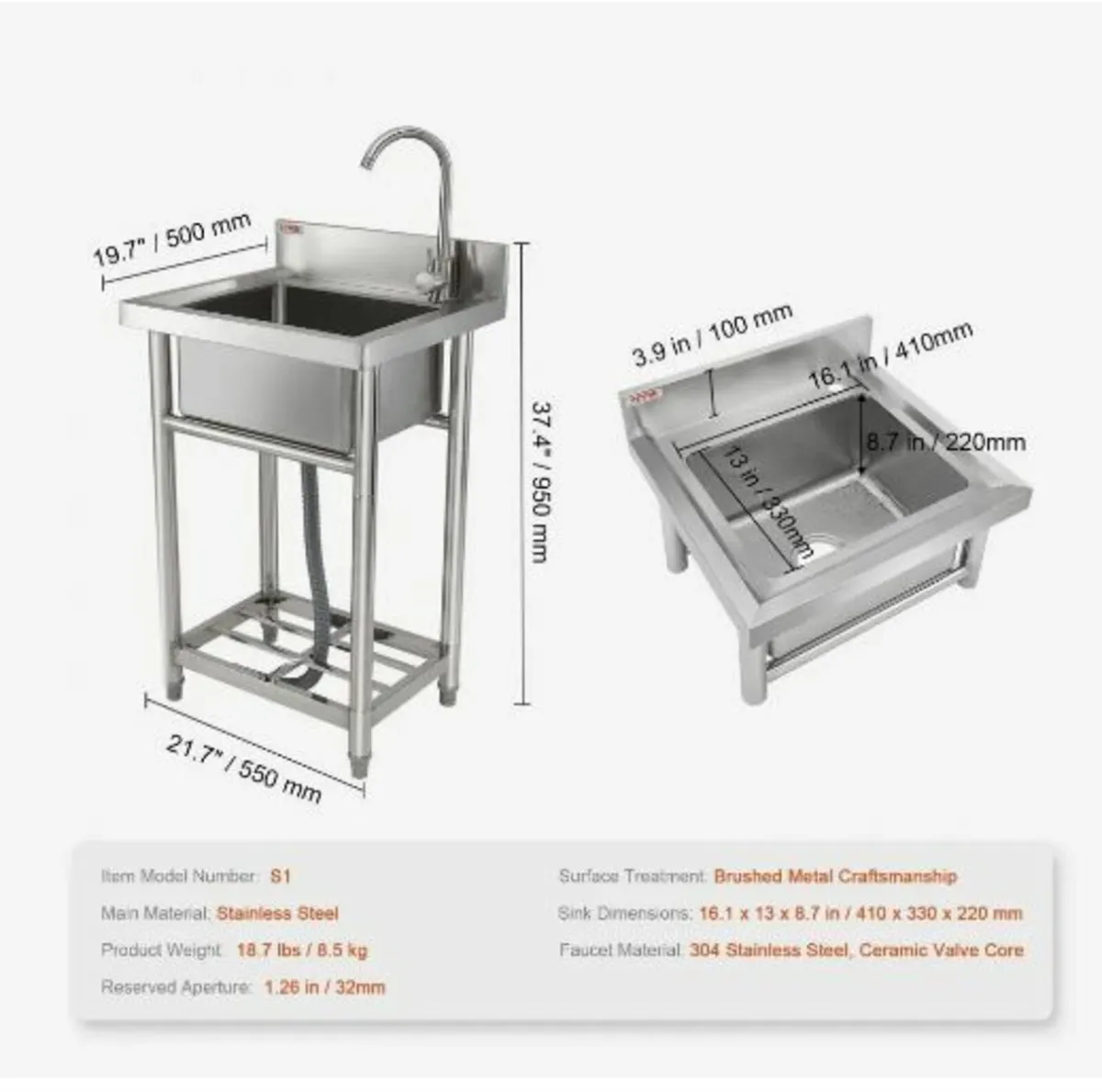 Stainless Steel Utility Sink - Image 2