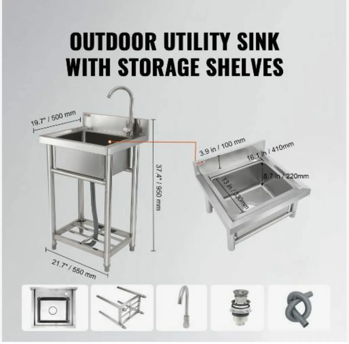 Stainless Steel Utility Sink - Image 3