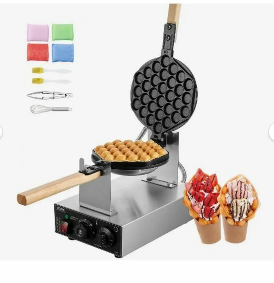 Commercial Bubble Waffle Maker, 1400W Egg - Image 1