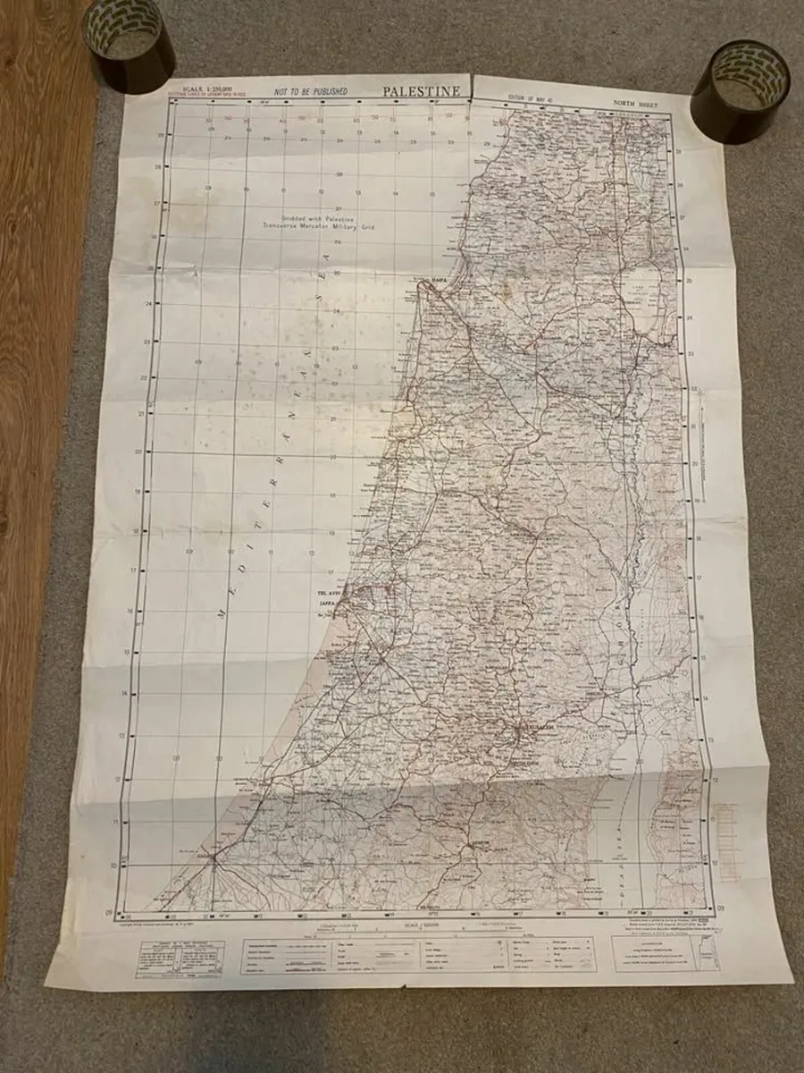 1940s Palestine Not To Be Published Military Map - Image 1
