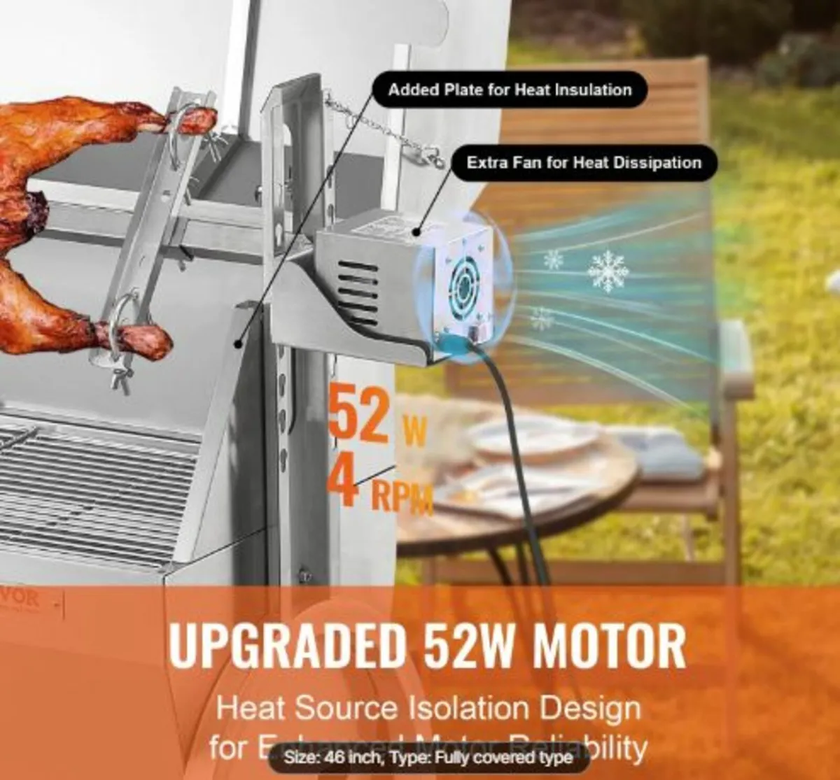 Roaster Spit Rotisserie BBQ Grill Pig Lamb Chicken - Image 4