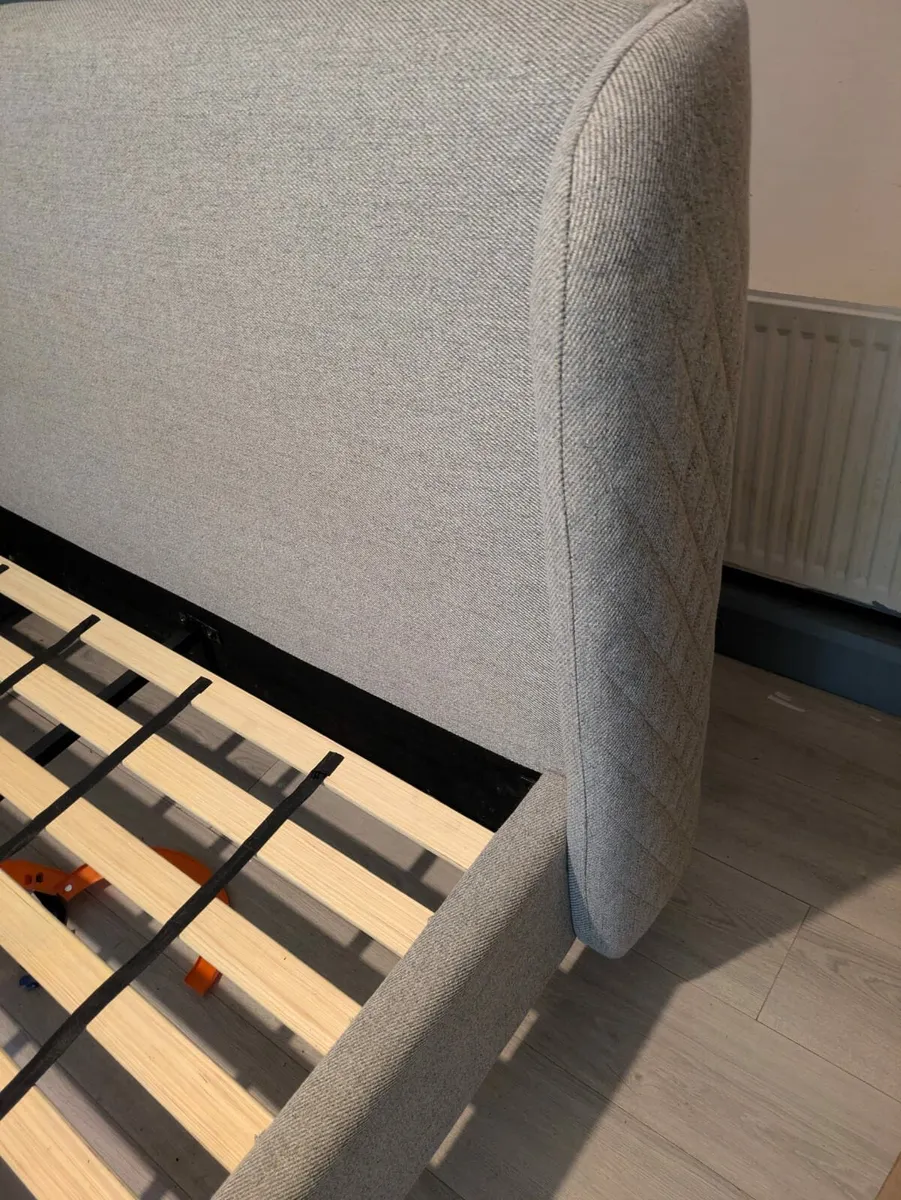 Grey material double bed - Image 3